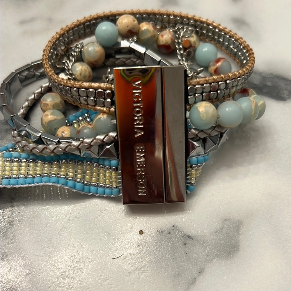 Victoria Emerson Blue and Brown Beaded Bracelet - Picture 3 of 3